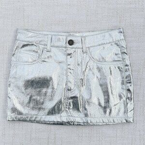 Katie J Silver Metallic Mini Skirt TWEEN Size Large / 12
